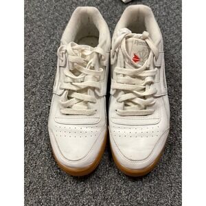 Reebok Workout Plus White Gum Sole Leather Sneakers CN2126 Mens 8.5